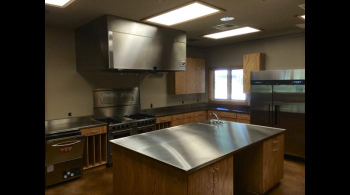 The kitchen in the dining hall